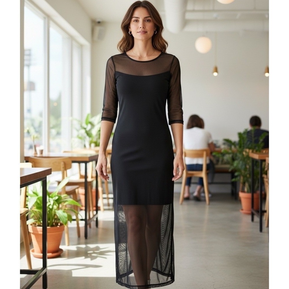 Vintage Street Magic Womens Dress L Black Sheer Bodycon Maxi Witchy Whimsigoth - Picture 2 of 13